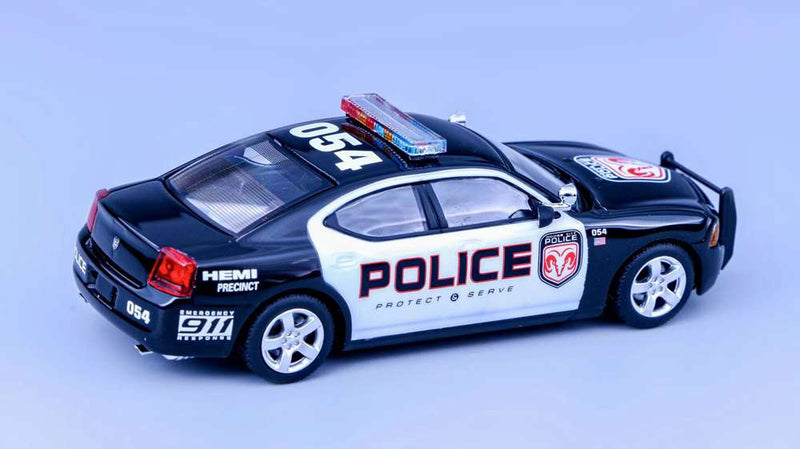 Pre-sale Rollin 1:64 Dodge Charger Police 2005 New York International Automobile Show Diecast Toys Car Models Miniature Hobby Collectible Gifts