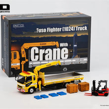 Précommandez la grue robuste Fuso GCD 1/64 avec ensemble d'accessoires pour chariot élévateur, modèle de voiture moulé sous pression