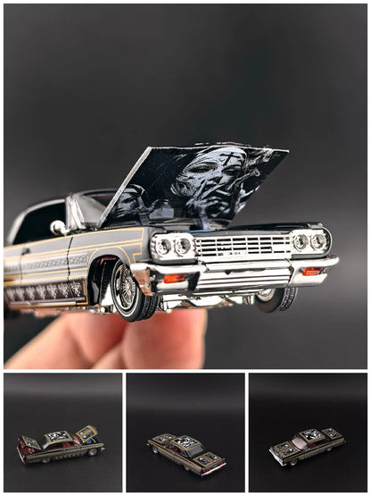 Pre-order Fine Works FW 1:64 Impala Lowrider Black Gold Openable Convertible Adjustable Chassis Diecast Alloy Car
