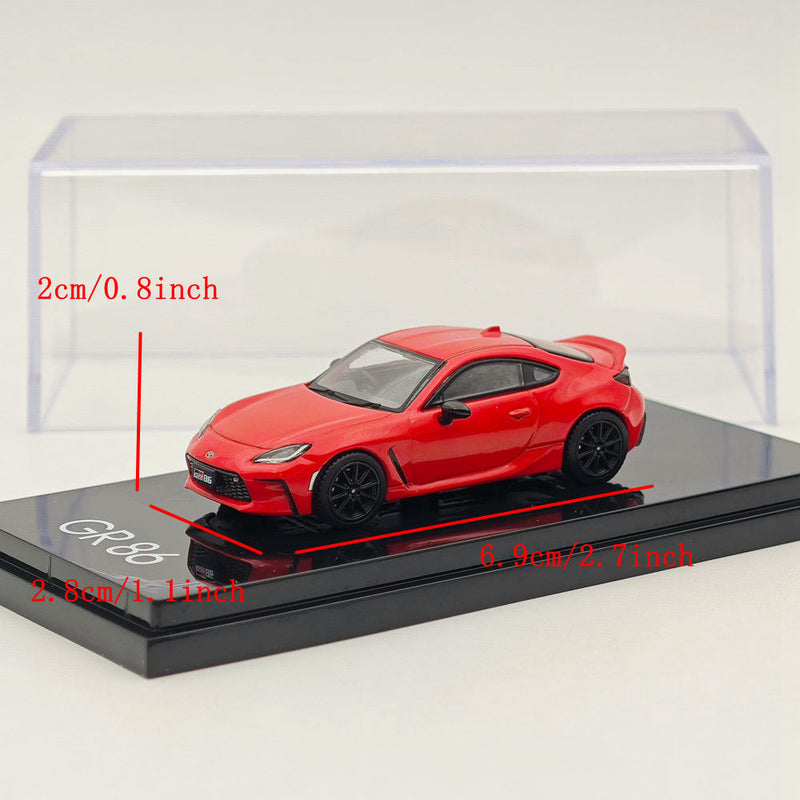 Hobby Japan 1:64 Toyota GR86 RZ With Genuine optional rear spoiler Spark Red HJ644048R Diecast Models Car Collection