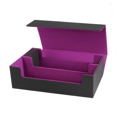 Large PU Leather TCG Deck Box Magnetic Closure, Removable Dice Tray & Card Slots