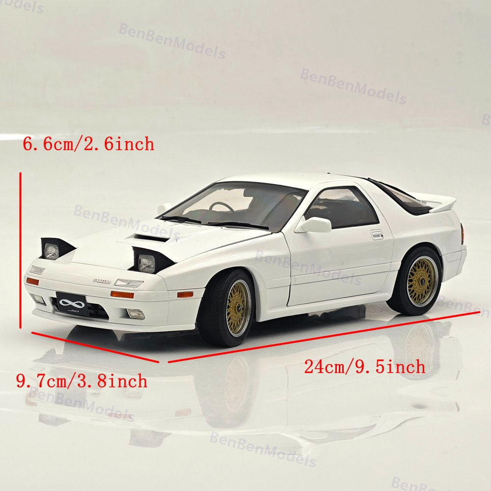 TopArt MODEL 1:18 MAZDA RX7 FC3S 1989 White / Gold Wheels Diecast Model Car