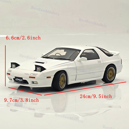 TopArt MODEL 1:18 MAZDA RX7 FC3S 1989 White / Gold Wheels Diecast Model Car