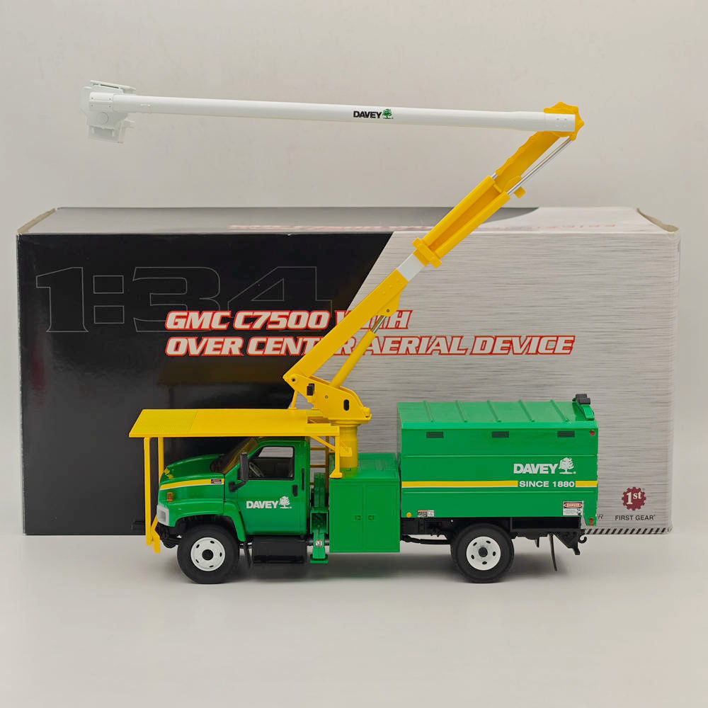 First Gear 1:34 C7500 Davey with Over Center Aerial Device Tree Trimming Truck Green 10-4025 Diecast Model Truck Collection