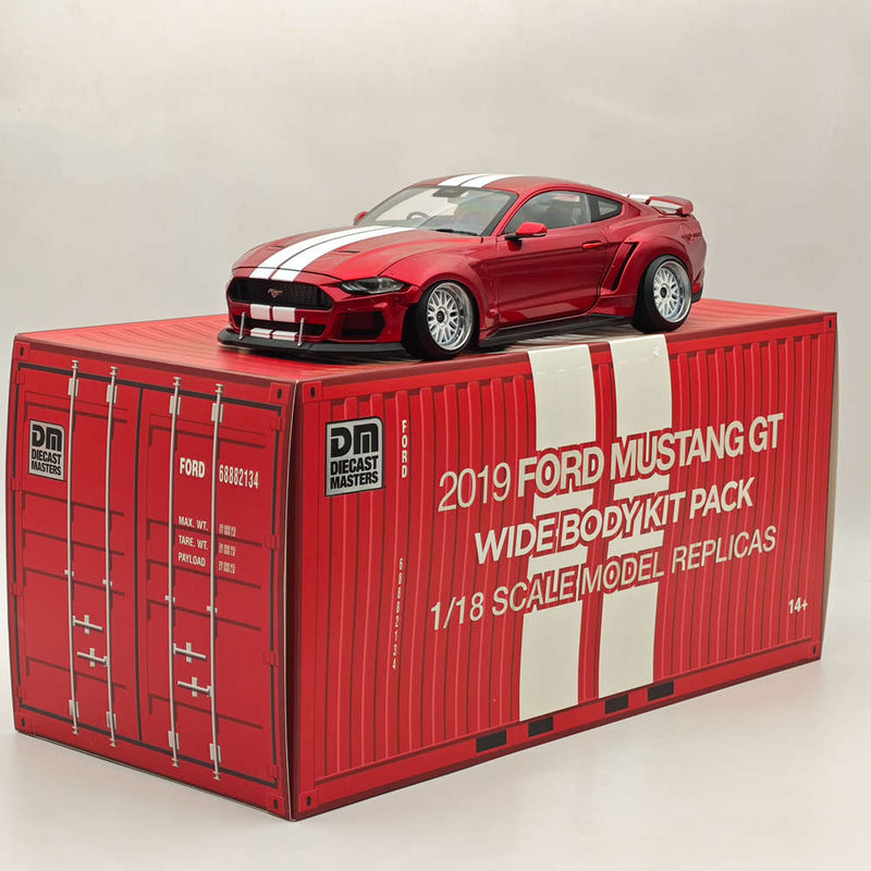 DM 1/18 Scale Model Replicas Ford Mustang GT 2019 Widebodykit Pack Red RHD Diecast Car Miniature Hobby