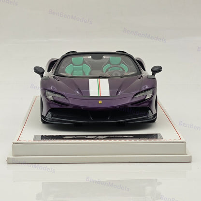 CE 1/18 Ferrari SF90 Spider Supercar Car Purple Resin Model Limited Collection