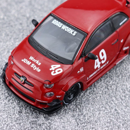 MINI GT 1:64 FIAT Abarth 595 LBWK Miniature de voiture moulée sous pression 963 #49 Cadeaux de collection de course en boîte