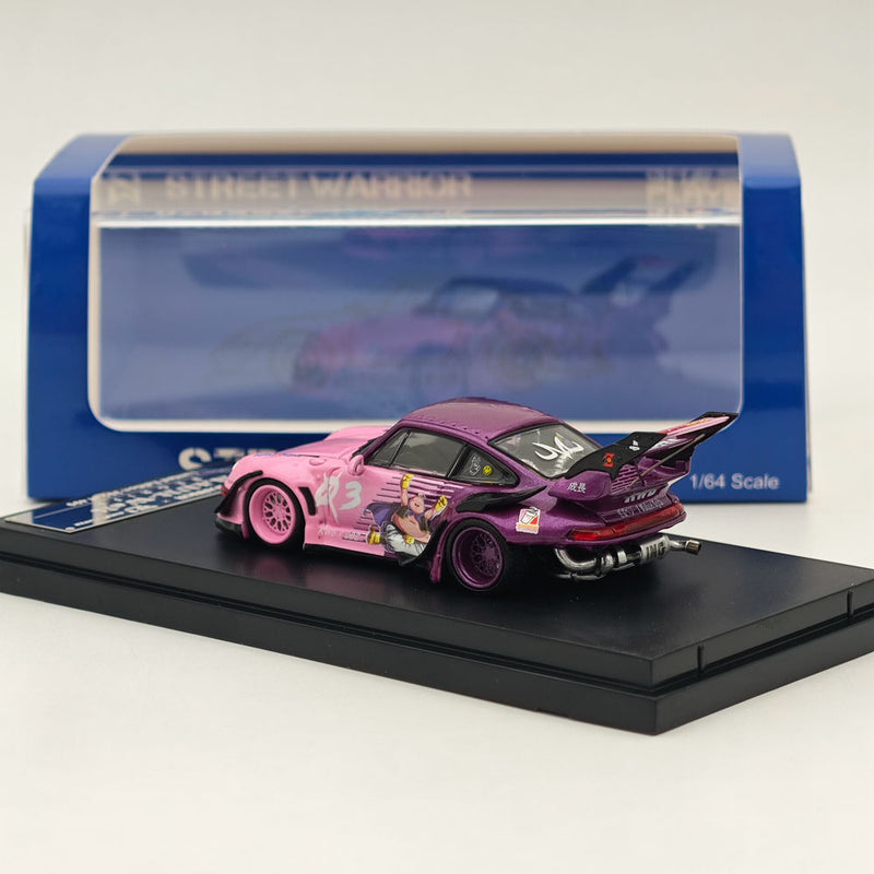 Street WARRIOR SW 1:64 Dragon Ball RWB 993 911 Racing Sports Pink Model Diecast Metal Car Collection