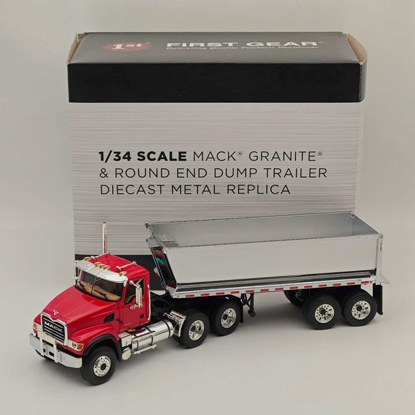 FIRST GEAR 1/34 MACK GRANITE & ROUND END DUMP TRAILER 10-4181 DIECAST Model Truct Collection