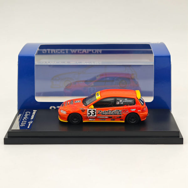 1:64 SW HONDA CIVIC Spoon EG6 ZeroFighter #53 Red Diecast Models Car Collection