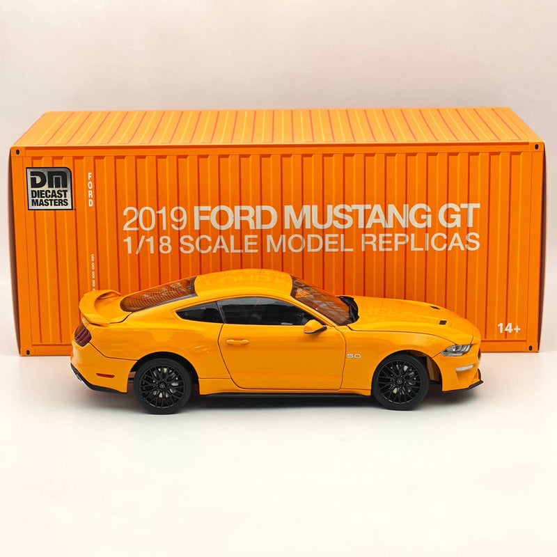 DM 1/18 Scale Model Replicas Ford Mustang GT 2019 Orange Fury RHD Diecast Car Miniature Hobby Gifts