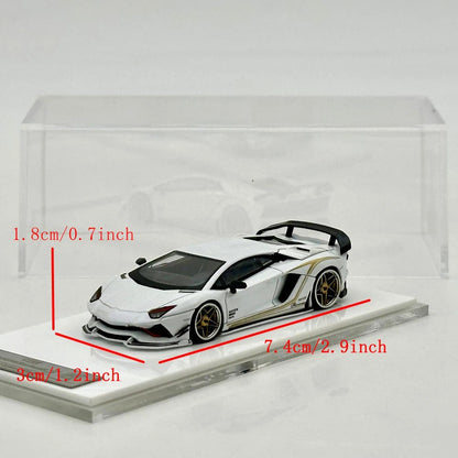 Rotating Wheel 1/64 Aventador S Rowen Supercar White Diecast Alloy Collectible Model Car