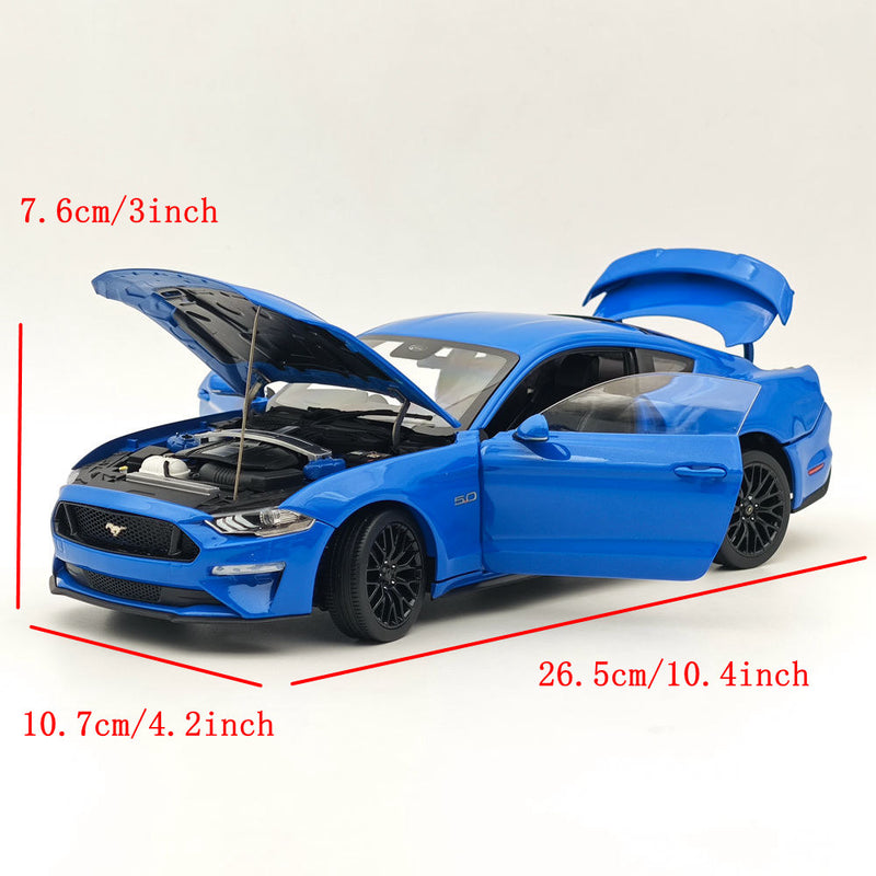 DM 1/18 Scale Model Replicas Ford Mustang GT 2019 Blue RHD Diecast Car Miniature Hobby Gifts