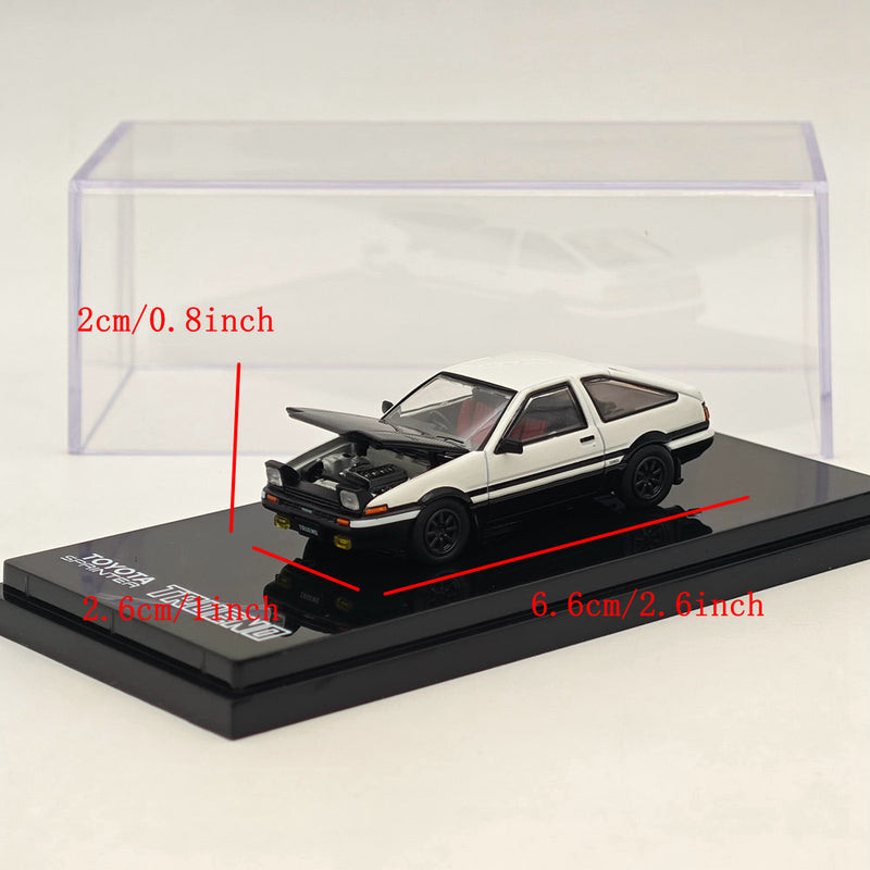 Hobby Japan 1/64 Toyota SPRINTER TRUENO GT APEX(AE86) JDM Style with CARBON BONNET White HJ641052BWB Diecast Model Car