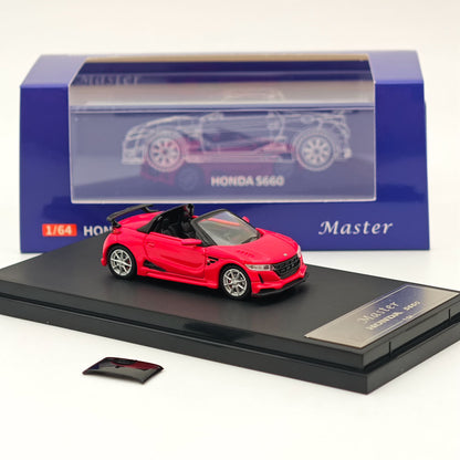 Master 1:64 Honda S660 Mugen Cabriolet Jouets moulés sous pression Modèles de voitures Collection Cadeaux Édition limitée