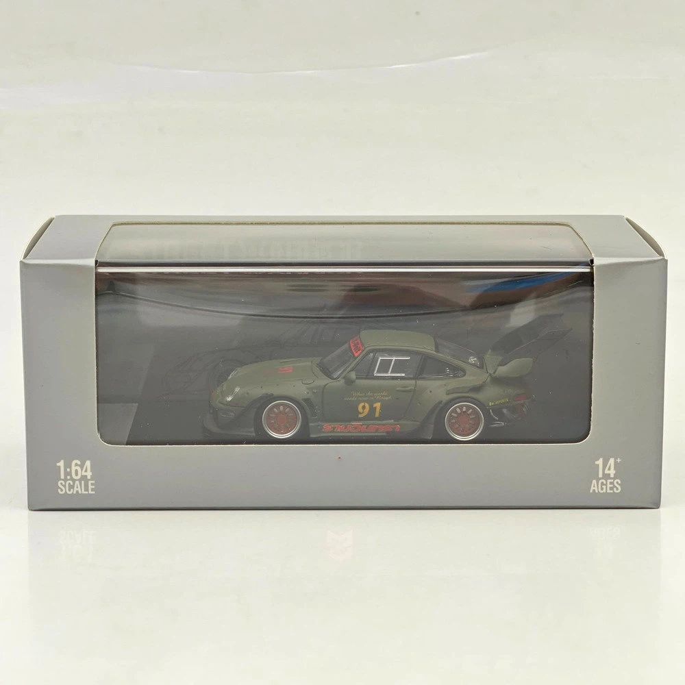 1:64 SW 993 911 #91 Matte Green Low & High Wing Diecast Model Car Collection