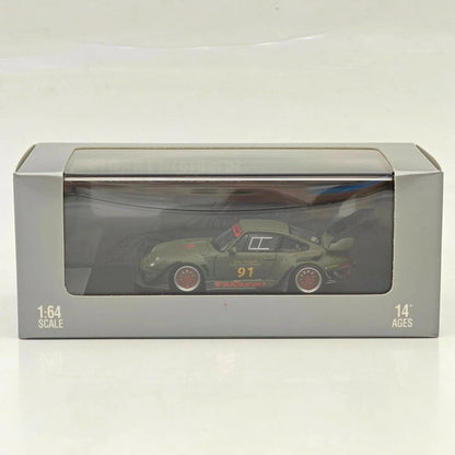 1:64 SW 993 911 #91 Matte Green Low & High Wing Diecast Model Car Collection