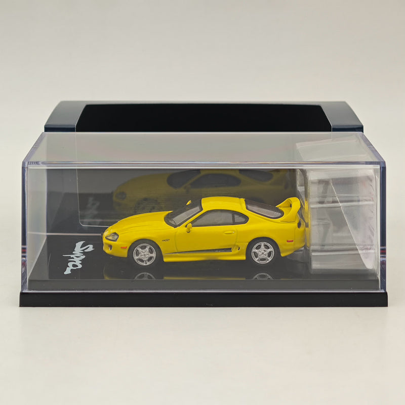 Hobby Japan 1/64 Toyota SUPRA RZ JZA80 GENUINE CUSTOMIZED VER with ActiveSpoiler Yellow HJ643042Y Diecast Models Car Collection