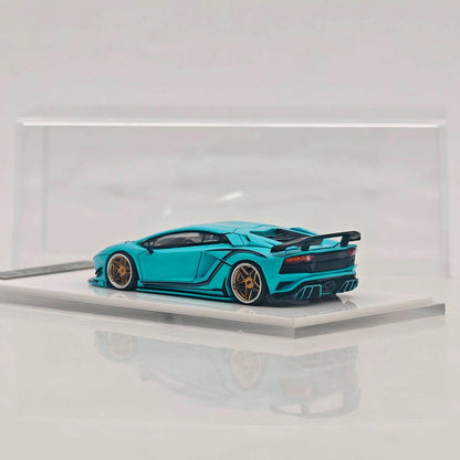 Rotating Wheel 1/64 Aventador S Rowen Bule Alloy Model Car Collection Diecast