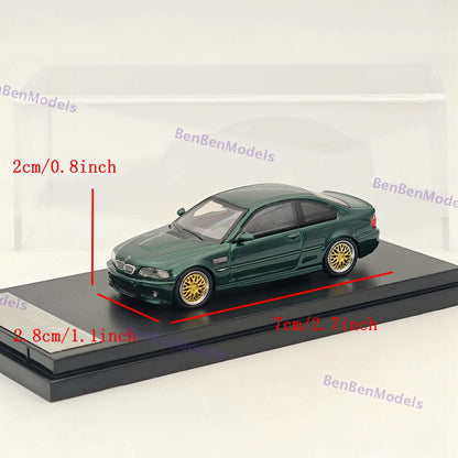1/64 SH M3 E46 Green With BBS Wheels Diecast Metal Car Limited Collection