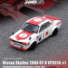 INNO 1:64 Nissan Skyline 2000 GTR KPGC10 Takahashi Racing Red White Diecast Car Model Gifts