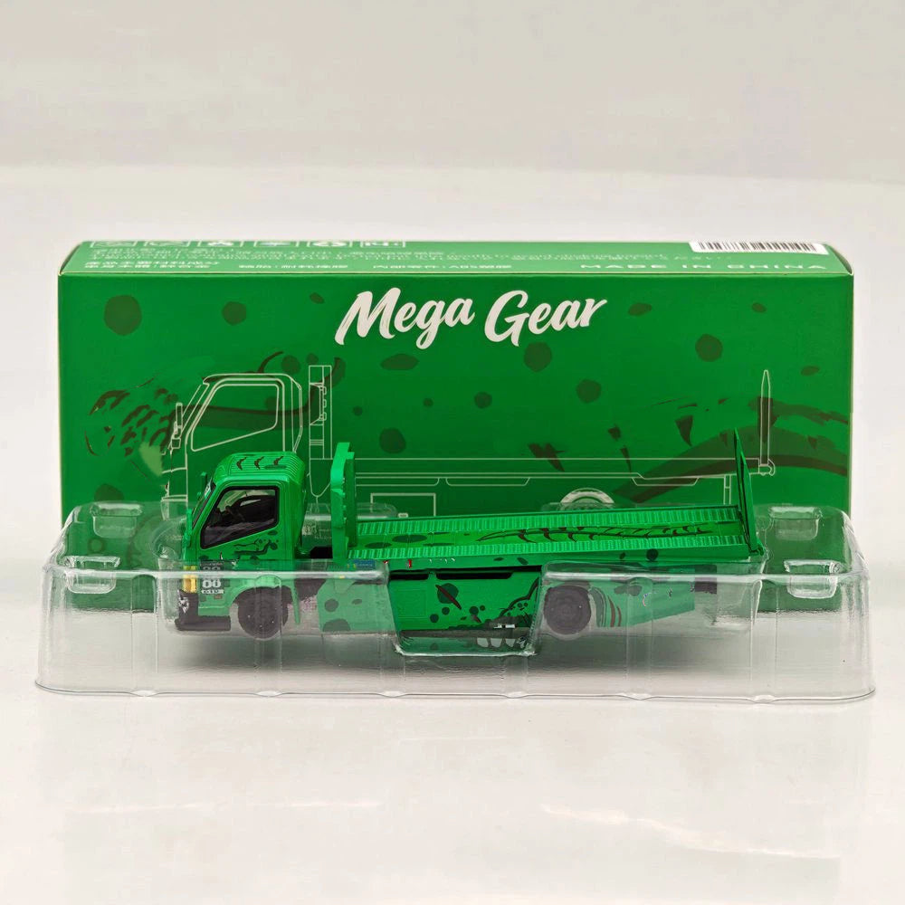 MEGA GEAR 1:64 Pink & Green Dinosaur Custom Tow Truck Full Ground Trailer Diecast Alloy Model Car Collectible