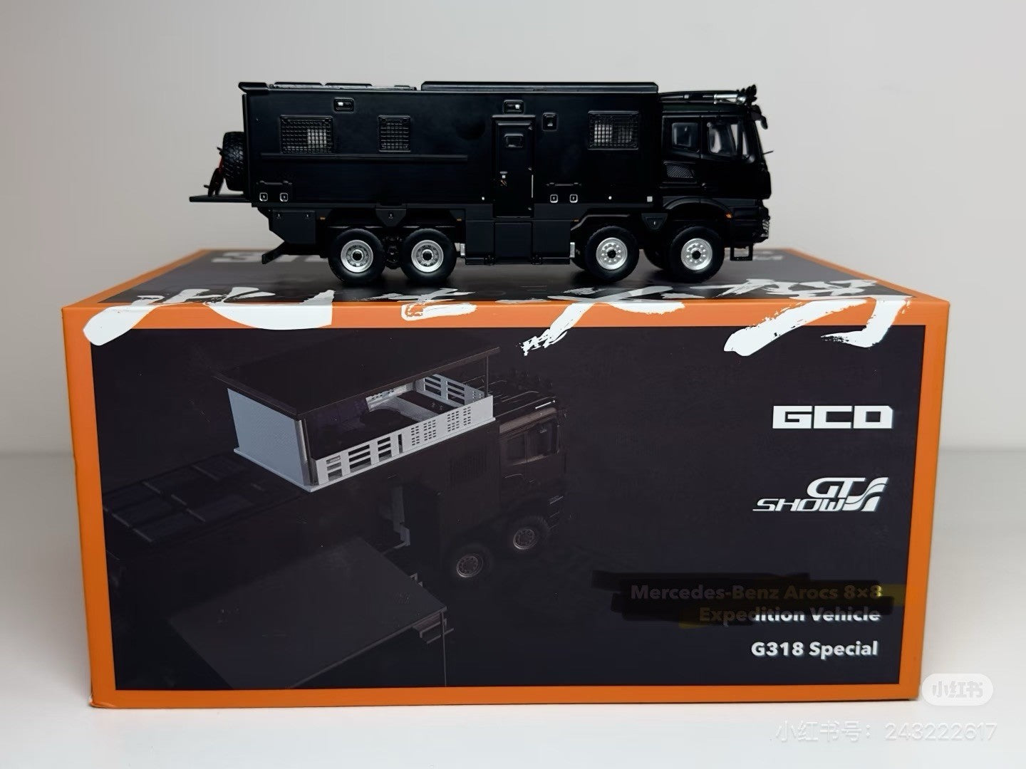 1/64 GCD GT Show Arocs 8x8 Expedition Vehicle 318 Route Black Diecast Car Model Gifts