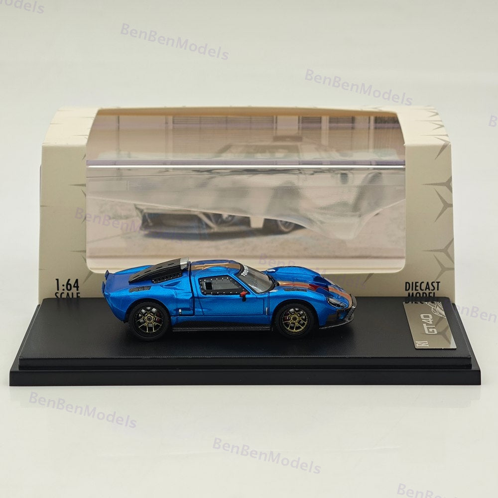 RM 1:64 Blue Ford GT40 Racing Sports Model Diecast Metal Car Gift Collection