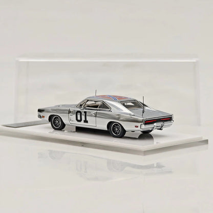 Mini Forge 1:64 General Lee Charger 1969 Limited Chrome Silver & Chrome Silver-Gray Edition Diecast Model Car
