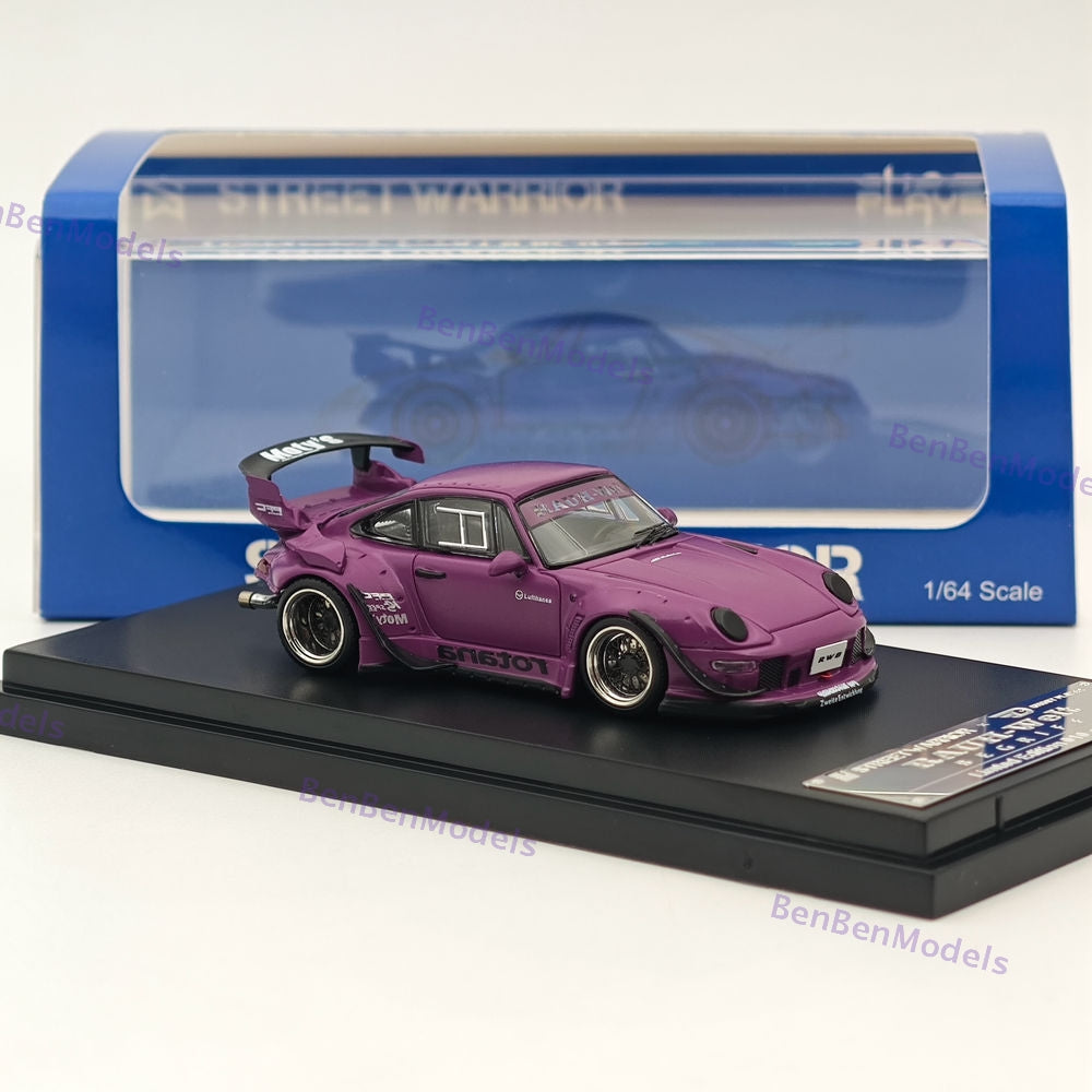 Street WARRIOR SW 1/64 Porsche RWB 993 Rotana Diecast Models Car Purple