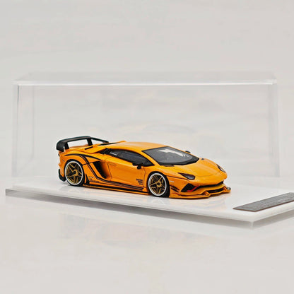 Rotating Wheel 1:64 Aventador S Rowen Supercar Yellow Diecast Alloy Collectible Model Car