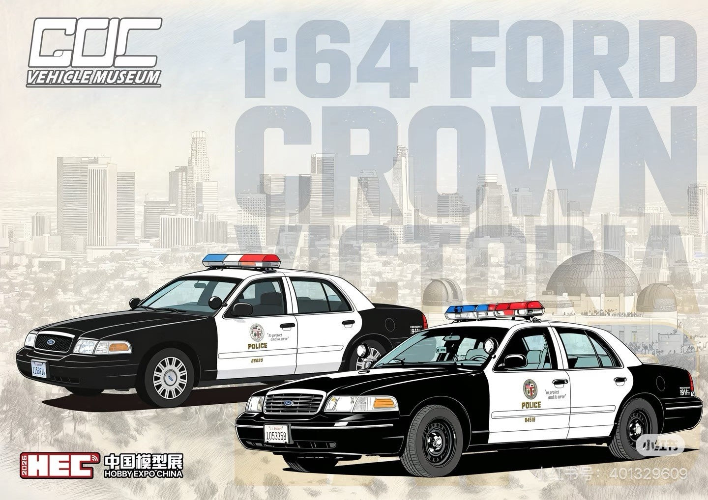 1/64 GOC Vehicle Museum Crown Victoria LAPD Police HEC 2026 Limited Diecast 1pcs