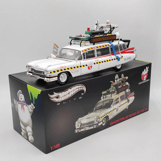HOT WHEELS 1/18 Cadillac Ghostbusters II ECTO 1A Elite X5470 Diecast Model Toy Car Gift Limited Collection