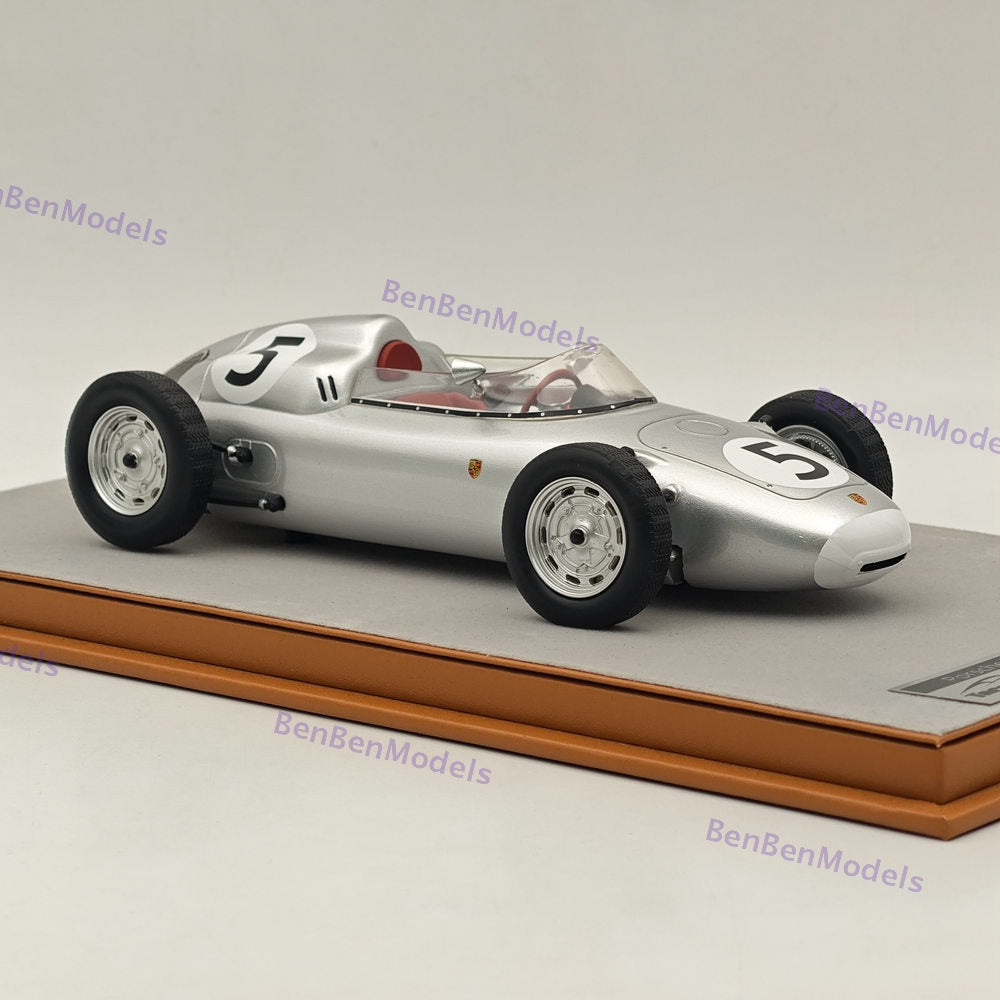 1/18 Tecnomodel Porsche 718 F2 1960 Solitude GP #5 Silver Resin Car Model