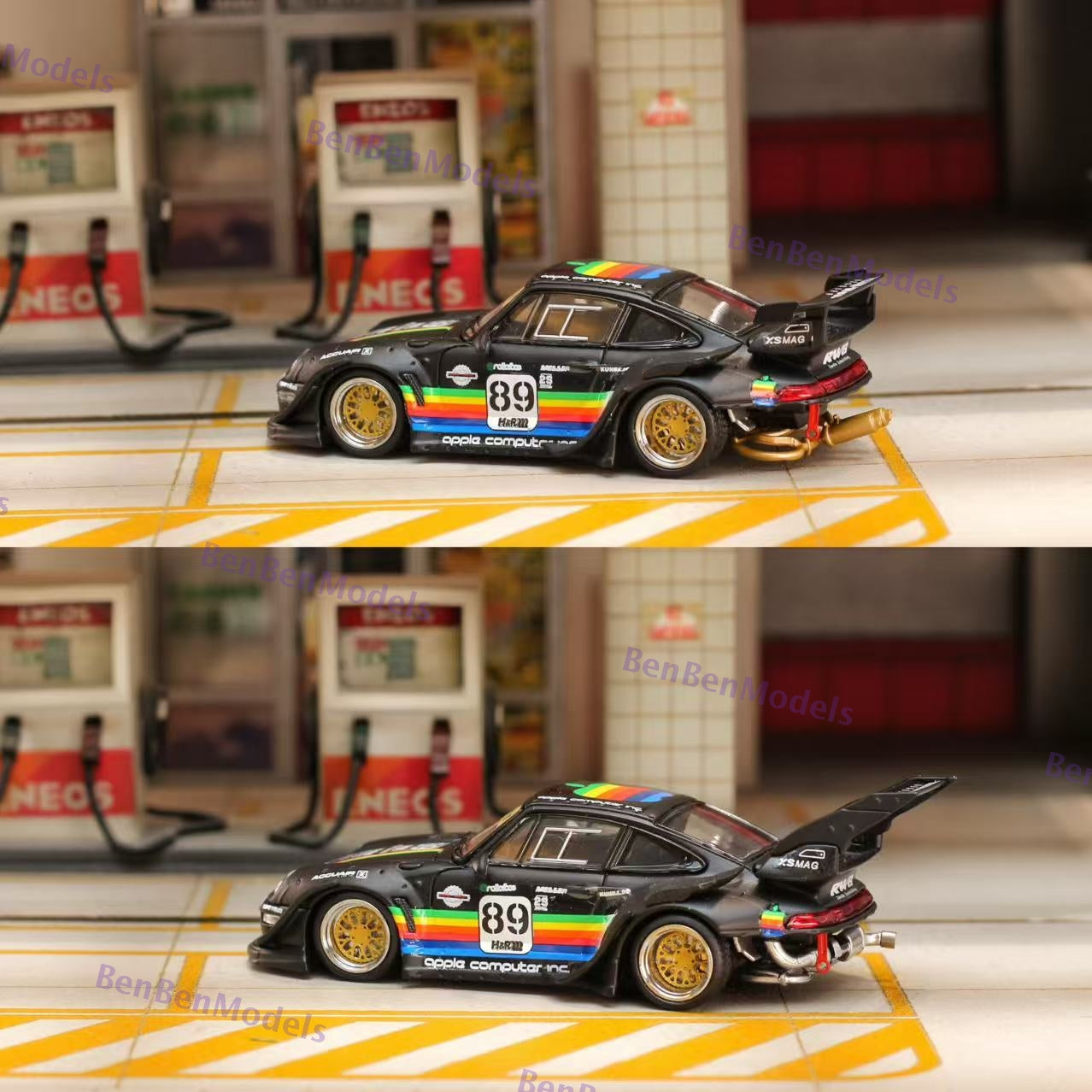 Pre-sale 1:64 SW Matt Black 911 RWB 993 Apple #89 Racing Sports Model Diecast