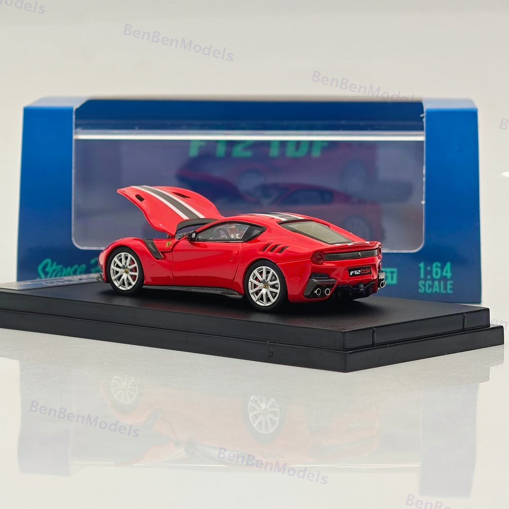 1/64 SH Ferrari F12 TDF Hood Opens Diecast Models Car Limited Red pull flower