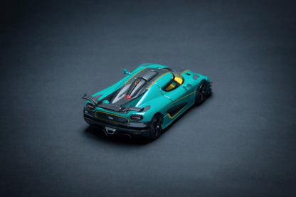 MJ 1/64 Koenigsegg One:1 Metal Green Alloy Car Model - Rear Hood Opens