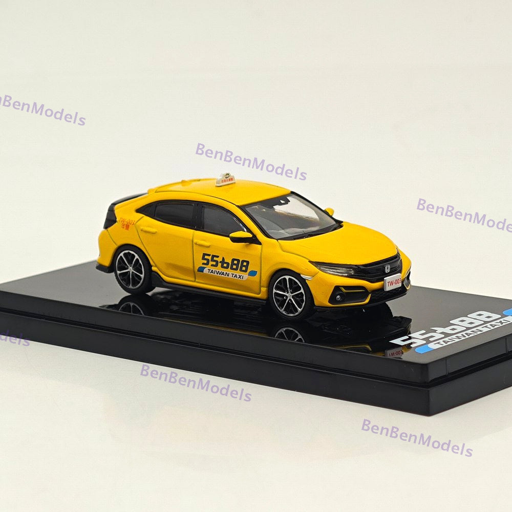 1:64 Hobby Japan Yellow Civic FK7 Hatchback Sports Taxi Model HJ642018AT Diecast