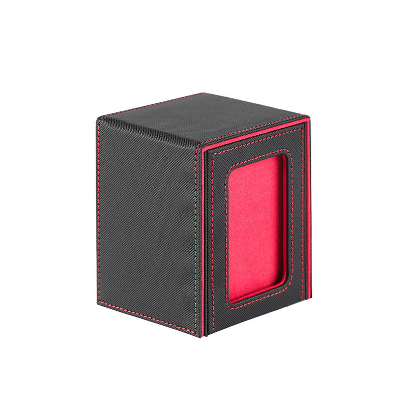 Portable Magnetic PU Deck Box Vertical Side Loading with Front View Window for TCG CCG Trading Cards