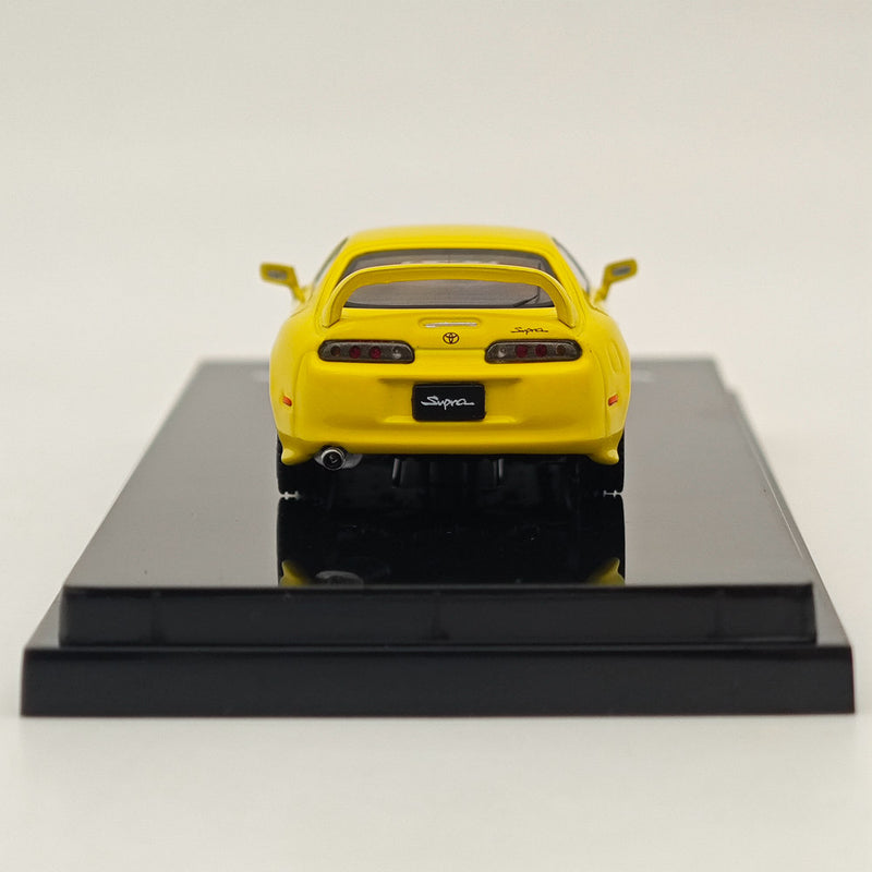 Hobby Japan 1/64 Toyota SUPRA RZ JZA80 GENUINE CUSTOMIZED VER with ActiveSpoiler Yellow HJ643042Y Diecast Models Car Collection