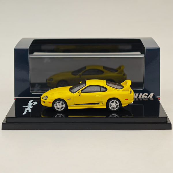 Hobby Japan 1/64 Toyota SUPRA RZ JZA80 GENUINE CUSTOMIZED VER with ActiveSpoiler Yellow HJ643042Y Diecast Models Car Collection