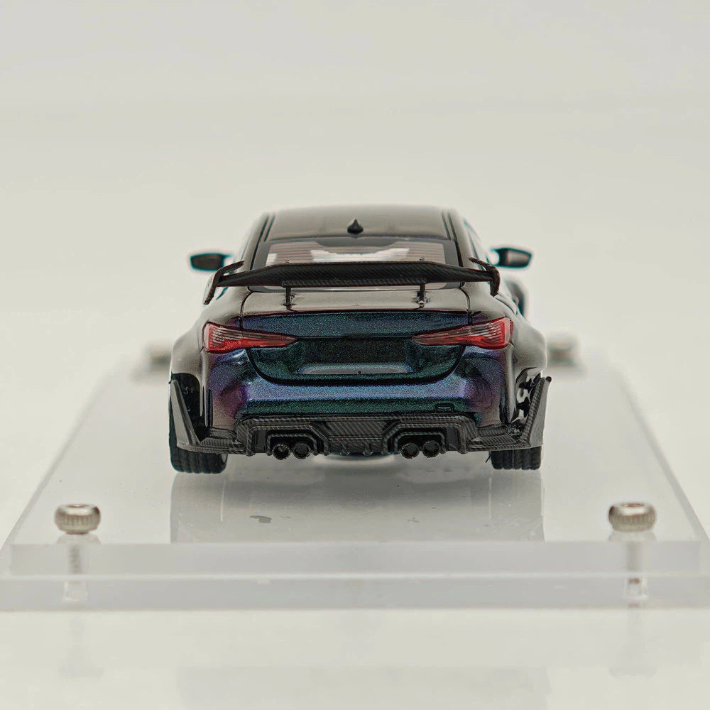 STREET WARRIOR SW 1:64 M4 Chameleon Magic Green Widebody Sports Model Diecast Metal Car Limited Collection