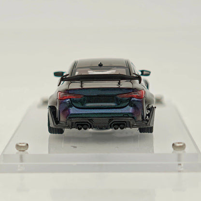 STREET WARRIOR SW 1:64 M4 Chameleon Magic Green Widebody Sports Model Diecast Metal Car Limited Collection