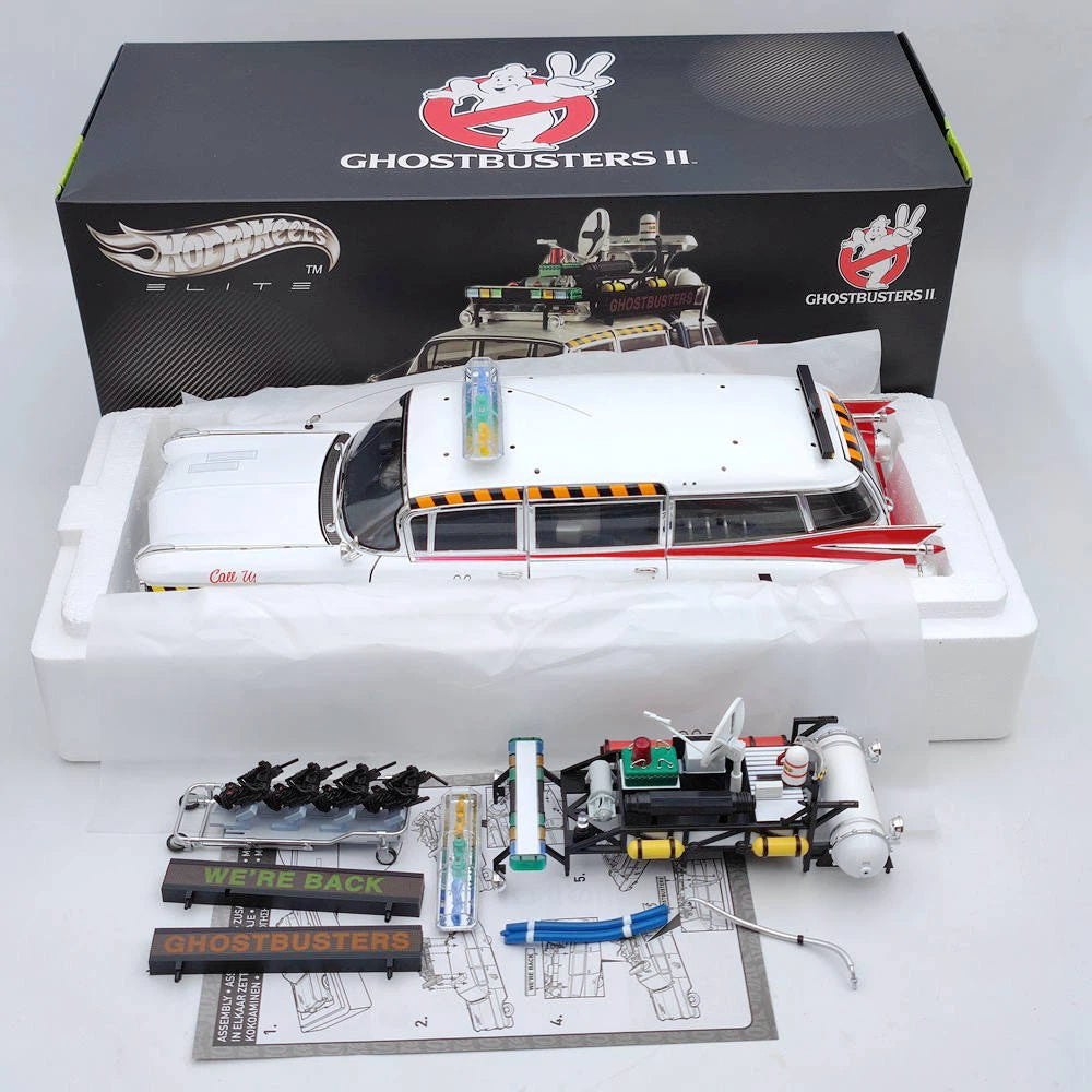 HOT WHEELS 1/18 Ghostbusters II ECTO 1A Elite X5470 Diecast Model Car
