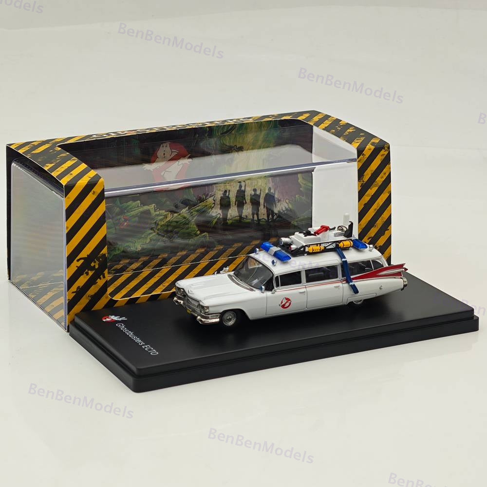 1/64 YS Cadillac Ghostbusters Ecto-1 Diecast Model Minicar White Limited