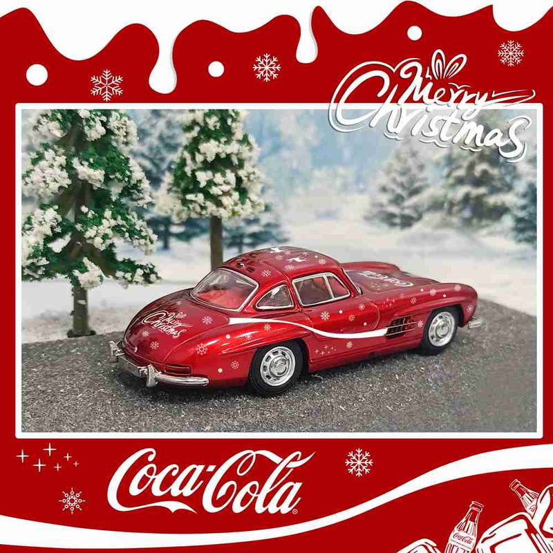 Seeker 1:64 Mercedes Benz 300SL Alloy Car Model Christmas Painting Collection Diecast Toys Car Miniature Hobby Gifts