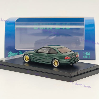 1/64 SH M3 E46 Green With BBS Wheels Diecast Metal Car Limited Collection