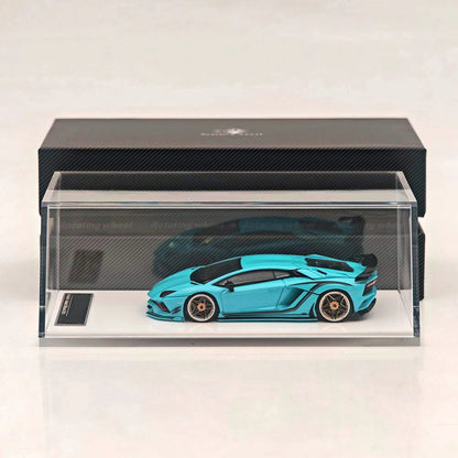 Rotating Wheel 1/64 Aventador S Rowen Bule Alloy Model Car Collection Diecast