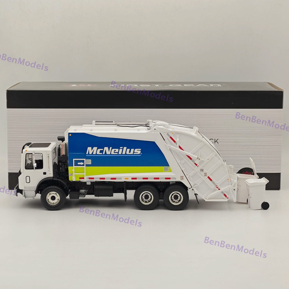 1/34 FIRST GEAR Mack TerraPro McNeilus Rear Load Refuse Truck & Two Trash Carts