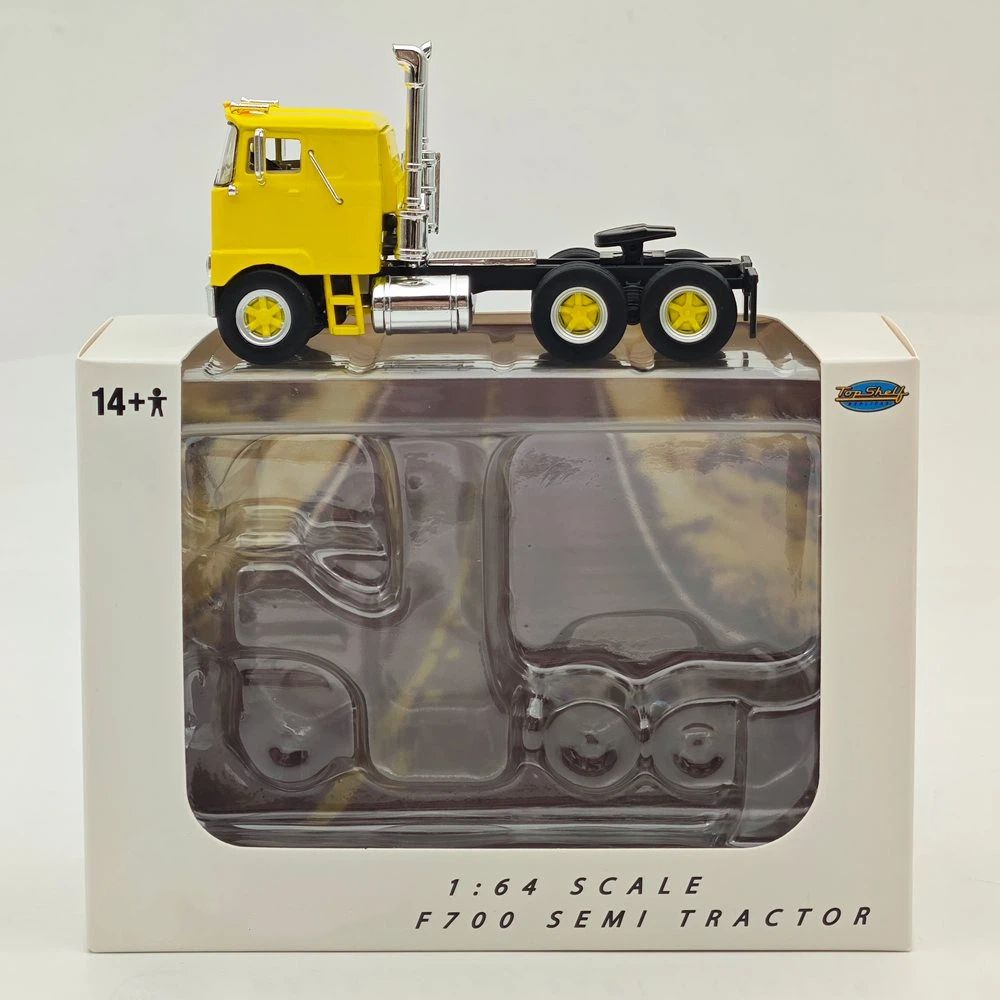 Top Self Replicas 1:64 Scale F700 Semi Tractor Trucks Yellow Diecast Sleeper Model Car